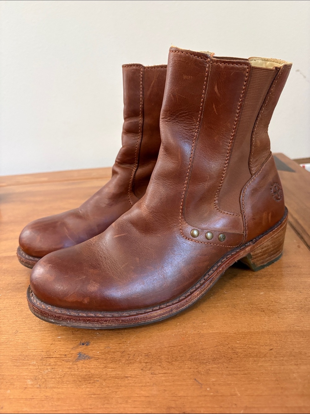 Dr. Martens Jolie Rivet Chelsea Brown Leather Ankle Boots Vintage Size 8